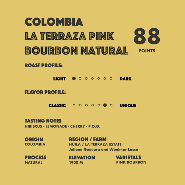 Colombia La Terraza Estate - Pink Bourbon Natural